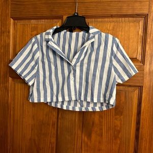 Striped Crop button up
